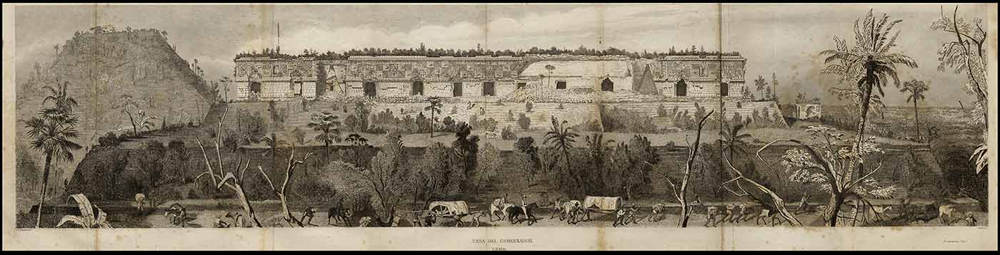 Uxmal, main facade of the Governor's Palace in 1842